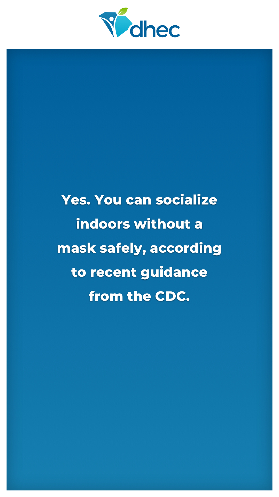 Yes. You can socialize indoors without a mask safely, according to recent guidance from the CDC.