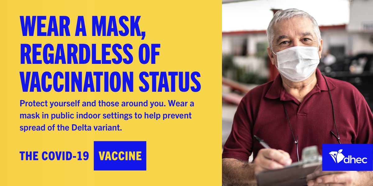 Wear a mask, regardless of vaccination status.